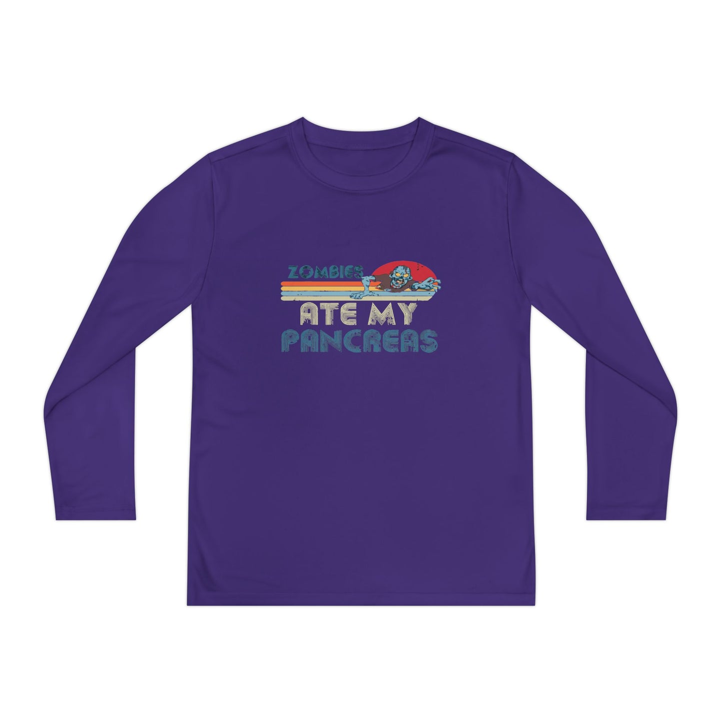 Youth Long Sleeve Funny Tee - Zombies Eat My Pancreas, Gift for Kids, Birthday Shirt, Humor Apparel, Summer Fashion