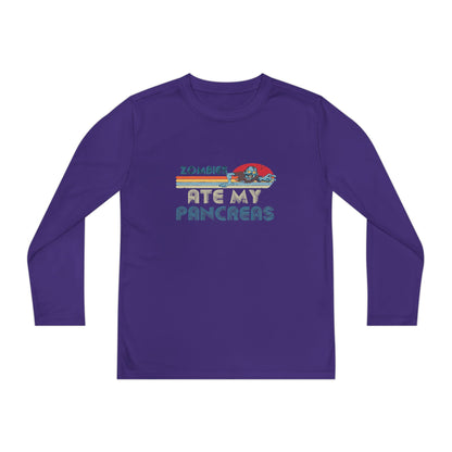 Youth Long Sleeve Funny Tee - Zombies Eat My Pancreas, Gift for Kids, Birthday Shirt, Humor Apparel, Summer Fashion