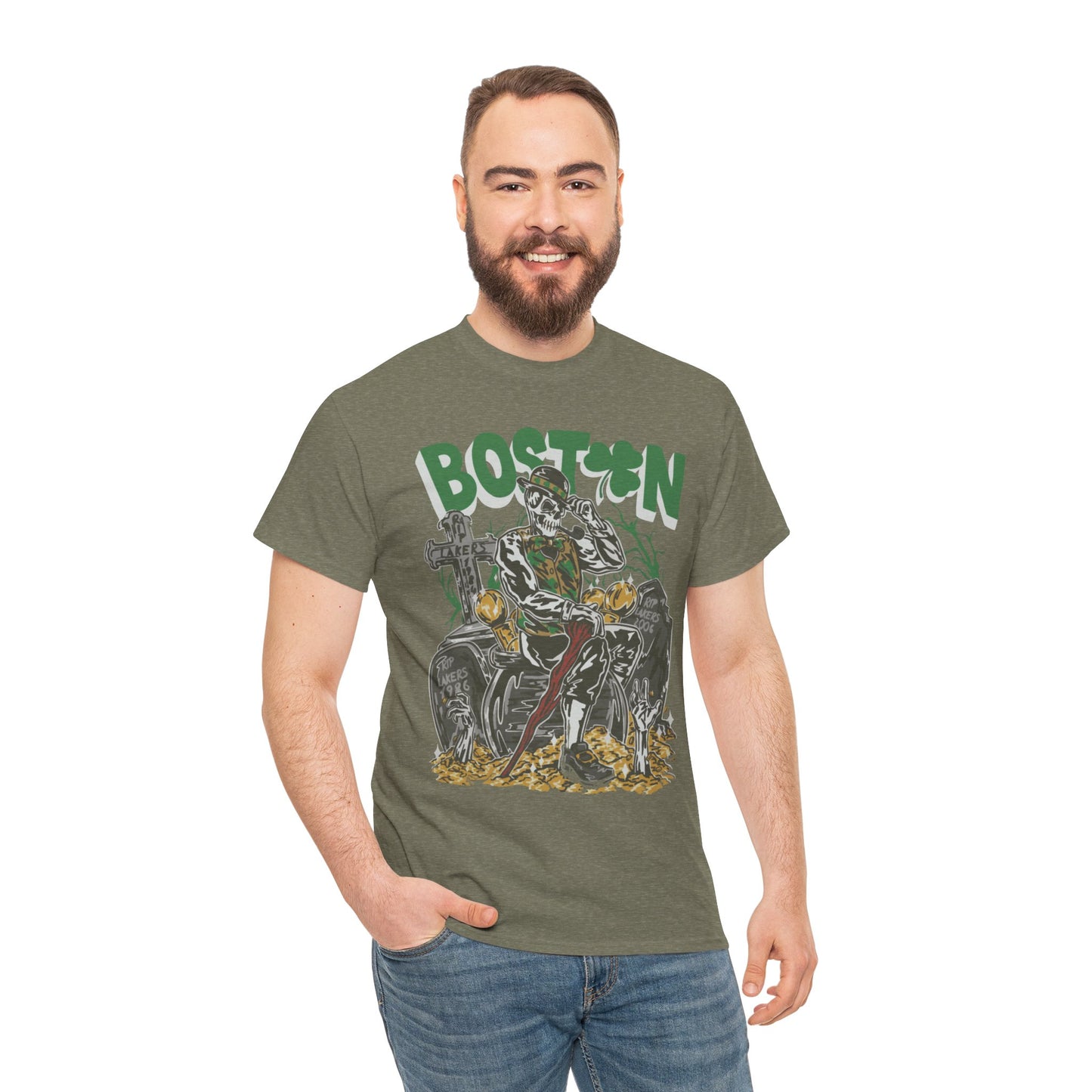 Boston Graphic Tee, Unisex Heavy Cotton T-Shirt, Vintage Boston Shirt, Irish Pride Apparel, St. Patrick's Day Gift, Casual Wear