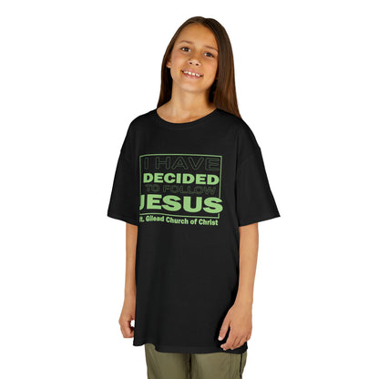 Kids T-Shirt — "I Have Decided to Follow Jesus" Neon Green Youth Church Tee